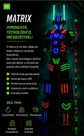 EVERTRONIK ROBÔS DE LED — Outros Fornecedores | Otimize Eventos